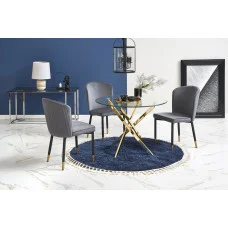 ROUND TABLE RAYMOND, TOP - TRANSPARENT, LEGS - GOLD